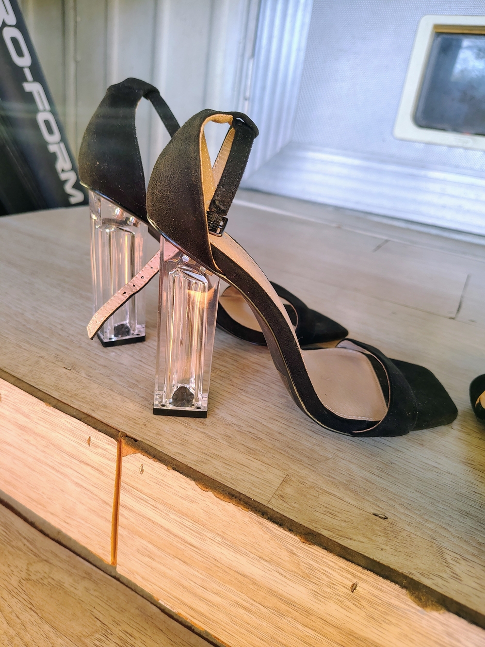 Black Heels With Clear Heel Size 7